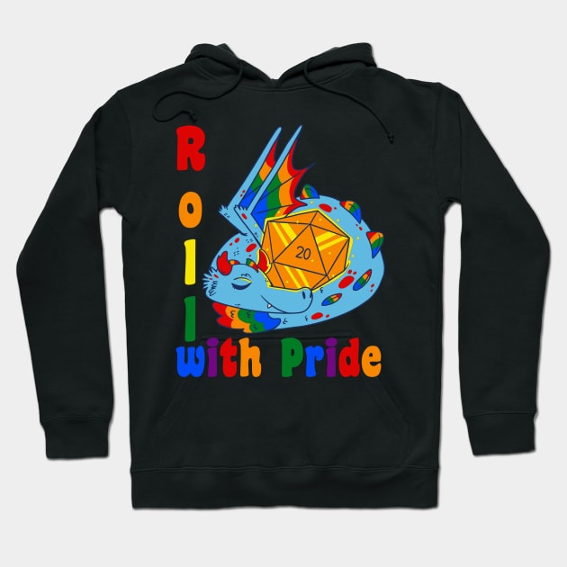 Roll with pride Gaymer LGTBQ Pride Hoodie by Emmi Fox Designs